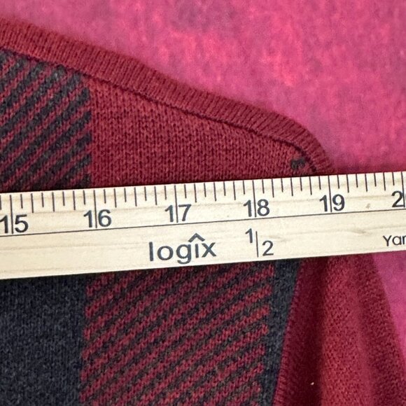 DOCKERS MEN'S 1/4 ZIP PULLOVER SWEATER, FRONT RED & BLACK PLAID, MOCK NECK, XXL - Picture 8 of 10